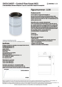 Documentatie over waterbesparende producten 5 20240220 Data sheet 1130 Control Flow Kraan M22 NL