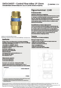 Documentatie over waterbesparende producten 7 20240220 Data sheet 1140 Control Flow Inline 1P 15mm NL