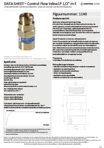 Documentatie over waterbesparende producten 9 20240220 Data sheet 1140 ControlFlow Inline 1P 1 2 m f NL